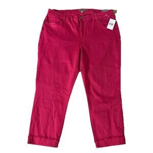 Kut From The Kloth Amy Crop Straight Leg Pant Sz 16W New Pink Fuchsia Stretch